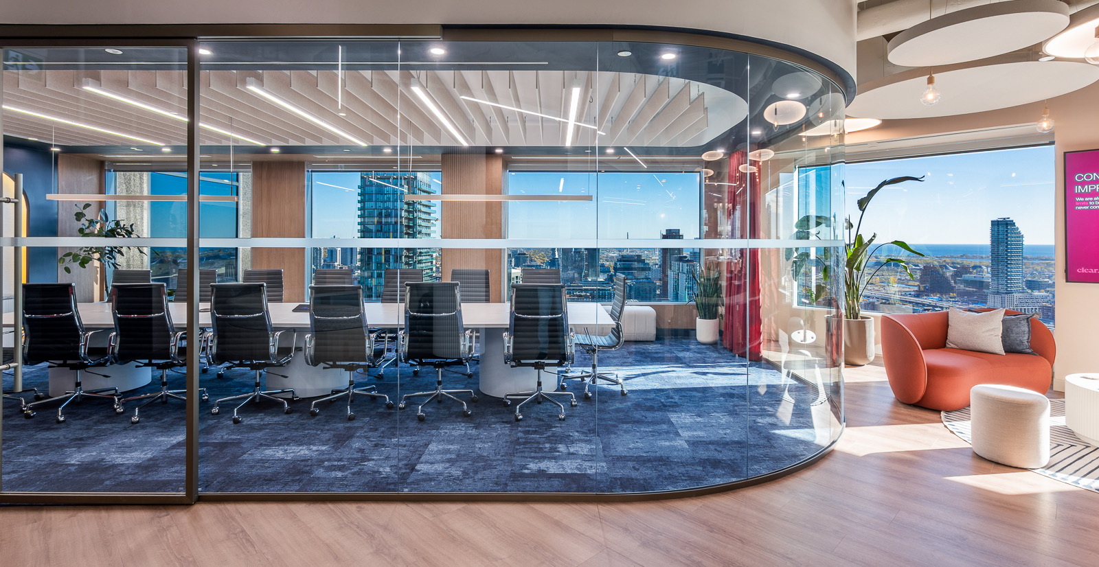Verve showroom boardroom and lounge with downtown Toronto skyline view